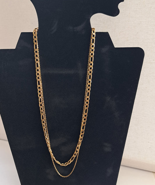 Figaro chain layered necklace 18k Gold