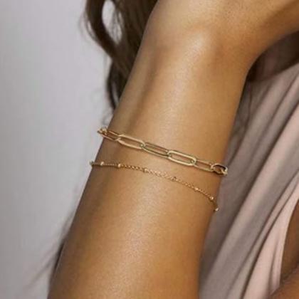 two chain gold bracelet women