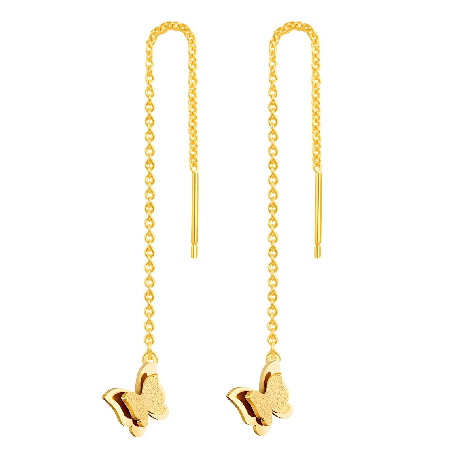 threader earrings gold