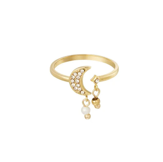 Steel Rhinestone Gold Ring